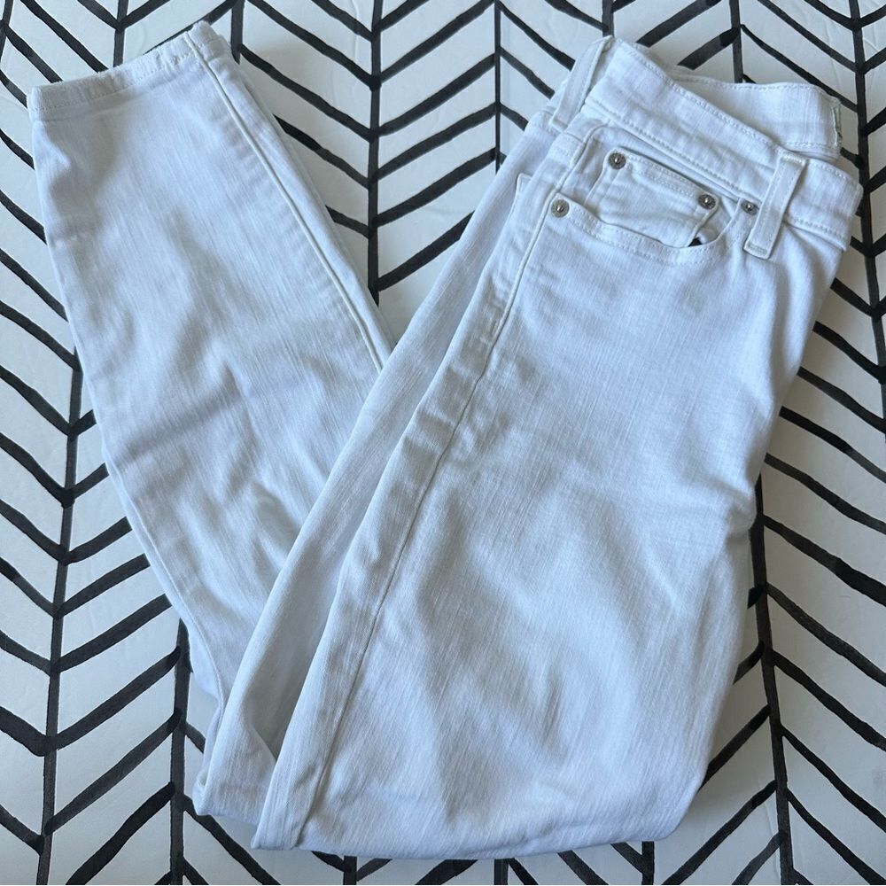 J. Crew Lookout High Rise Skinny Crop White Distressed Jeans